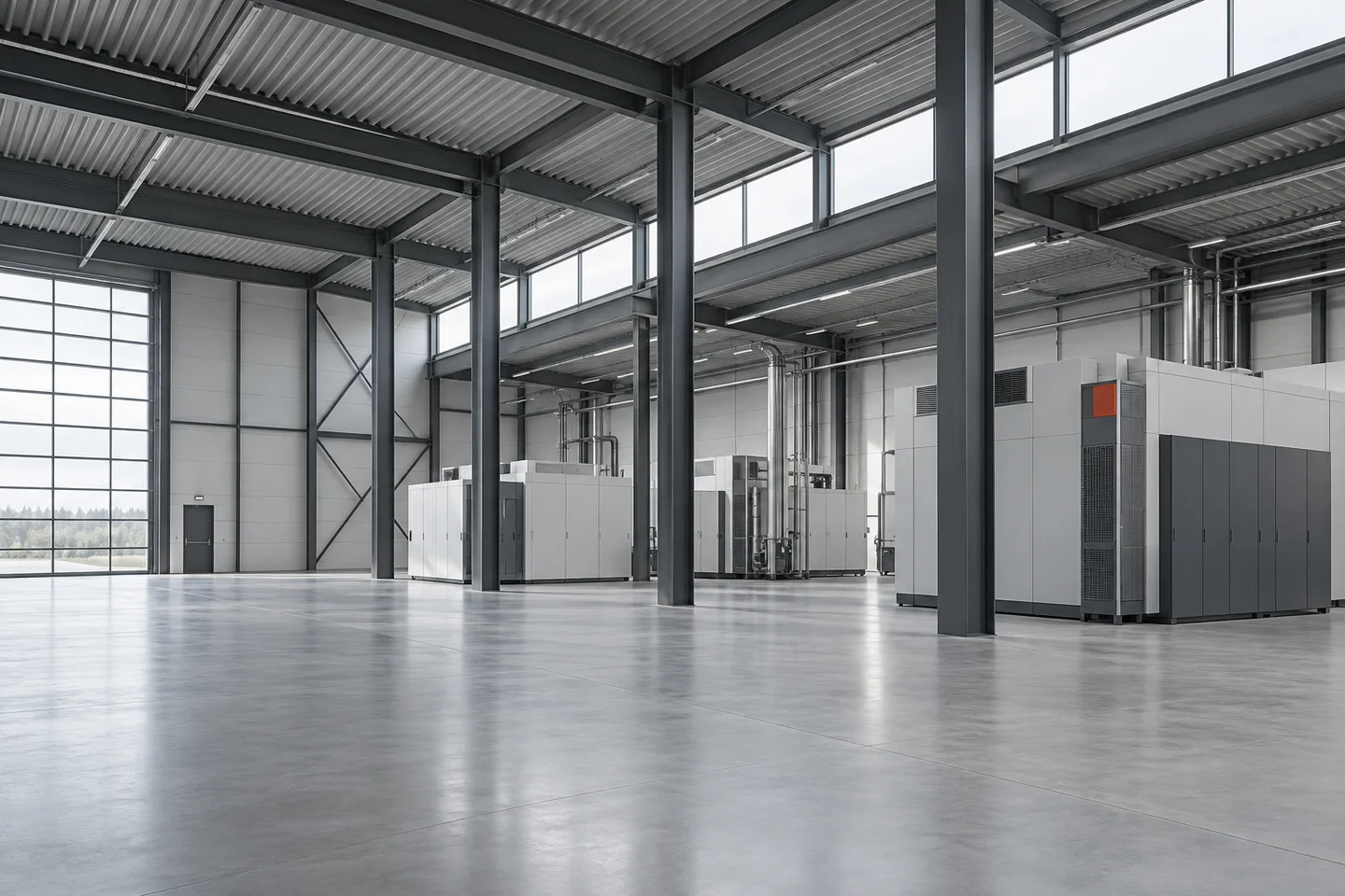 Editorial view of a large industrial workshop.
